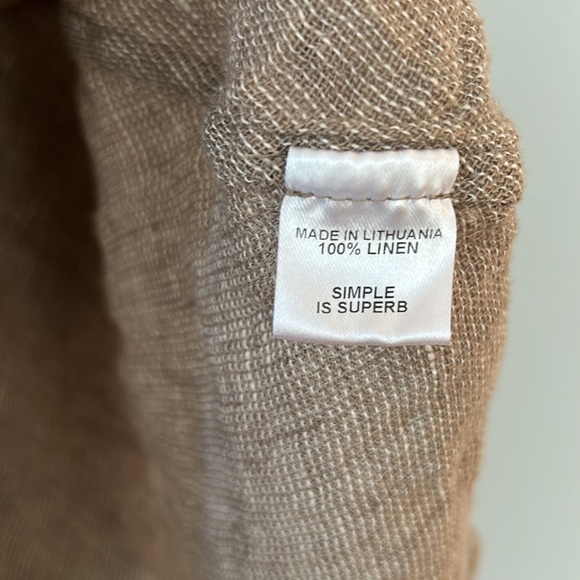 Flax • Natural Tan Linen Sleeveless Tank Tunic Top Mini Dress Size Medium - Picture 5 of 16